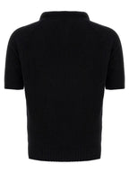 MA'RY'YA Black Cotton Polo Shirt