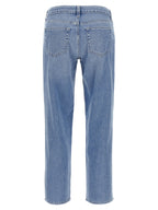 L'Agence Blue Cotton Straight-Leg Jeans
