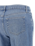 L'Agence Blue Cotton Straight-Leg Jeans
