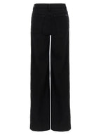 7 For All Mankind Black Cotton Flared Jeans