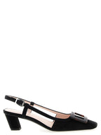 Roger Vivier Black Goatskin Mid Heel Pumps