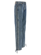 ROTATE BIRGER CHRISTENSEN Blue Cotton Straight-Leg Jeans