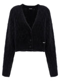 ROTATE BIRGER CHRISTENSEN Black Alpaca Leather Cardigan