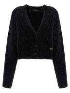ROTATE BIRGER CHRISTENSEN Black Alpaca Leather Cardigan