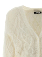 ROTATE BIRGER CHRISTENSEN White Alpaca Leather Cardigan