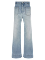 Victoria Beckham Blue Cotton Flared Jeans