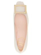 Roger Vivier White Calfskin Mid Heel Pumps