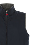 Kiton Blue Cotton Sleeveless Jacket
