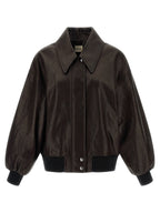 Khaite Brown Lamb Leather Leather Jacket