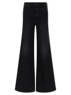 Black Cotton Flared Jeans