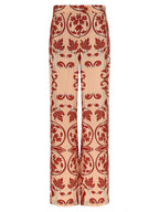 Multicolor Silk Casual Pants