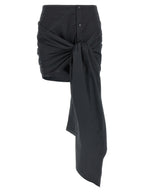 The Attico Black Cotton Long Skirt