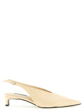 Beige Calfskin Mid Heel Pumps