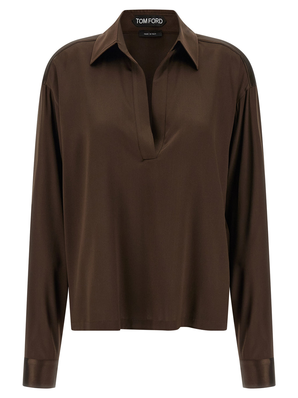 Brown Silk Polo Shirt