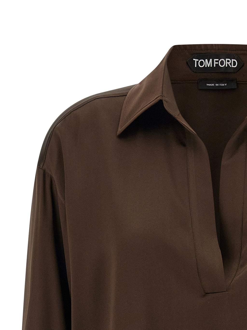 Brown Silk Polo Shirt