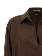 Brown Silk Polo Shirt