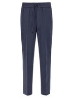 Blue Linen Casual Pants