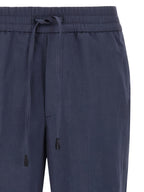 Blue Linen Casual Pants