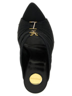 Saint Laurent Black Viscose Stiletto Heel Sandals