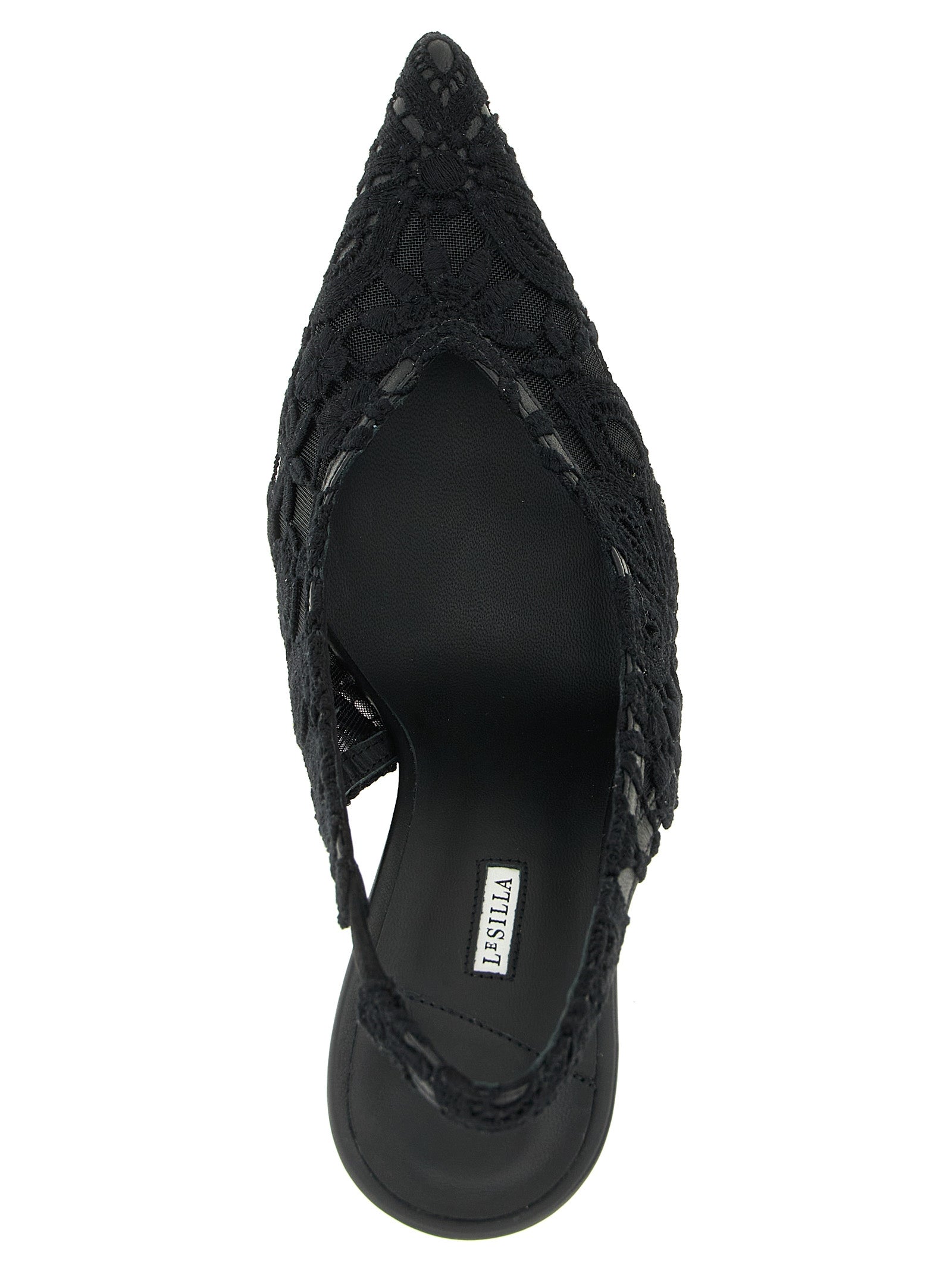 Black Cotton High Heel Pumps