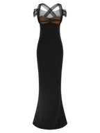 Schwarzes langes Viskosekleid