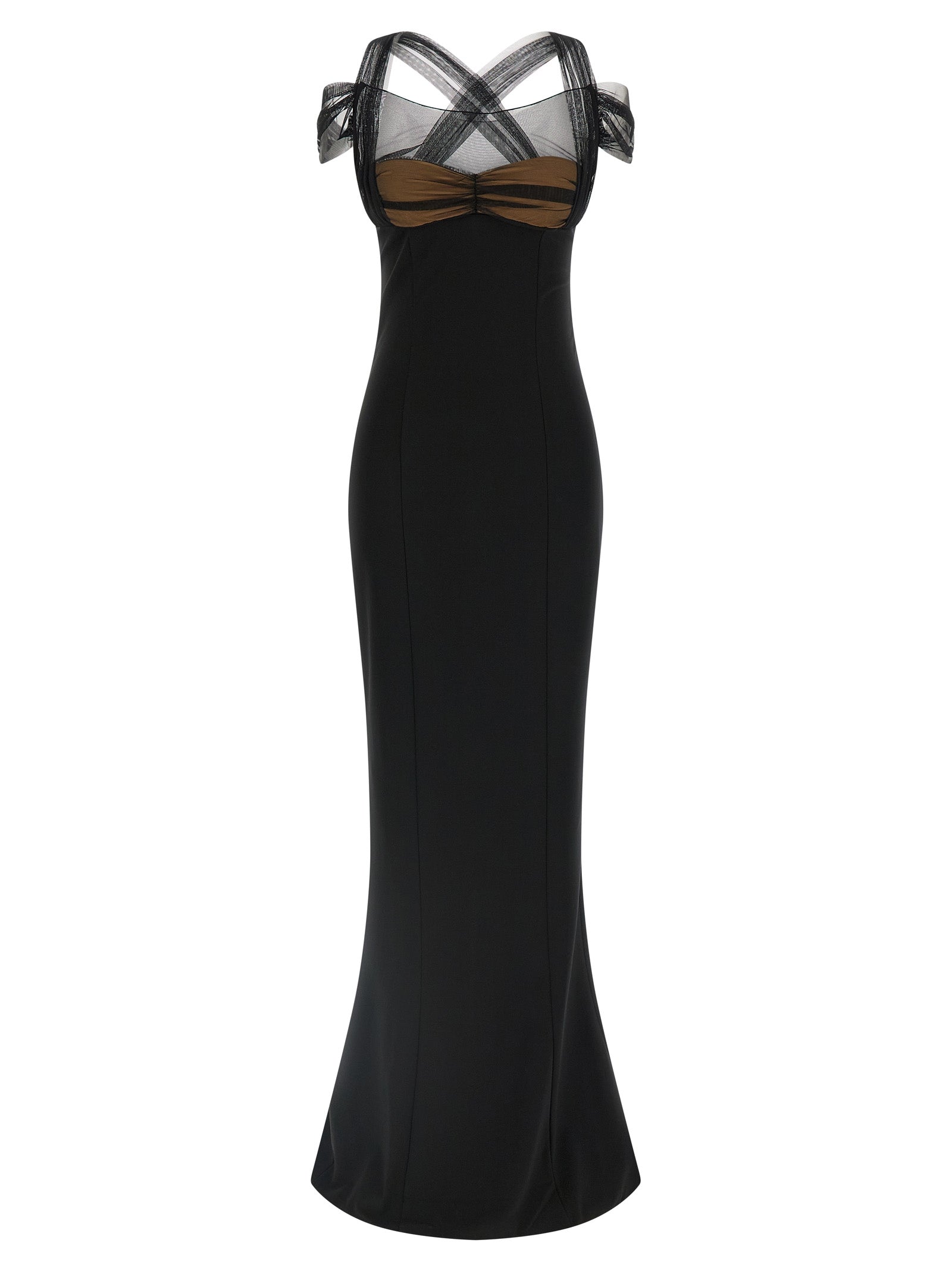 Schwarzes langes Viskosekleid