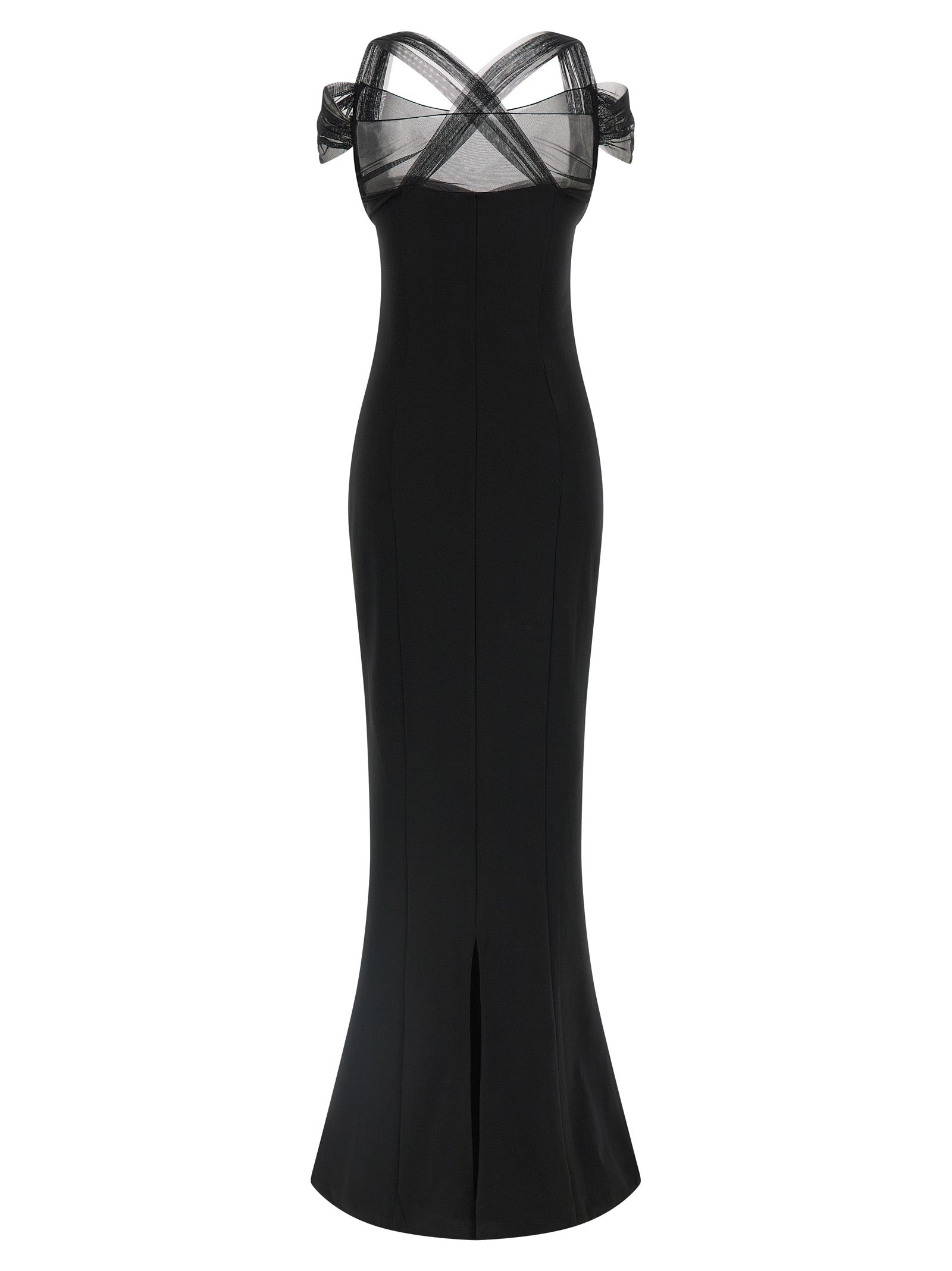 Schwarzes langes Viskosekleid