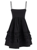 Ganni Black Cotton Short Dress