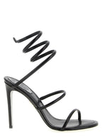 RENE CAOVILLA Black Calfskin Stiletto Heel Sandals
