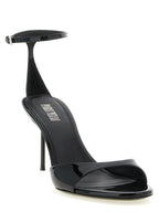 Black Calfskin Stiletto Heel Sandals