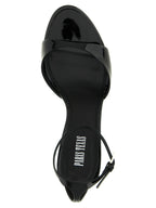 Black Calfskin Stiletto Heel Sandals