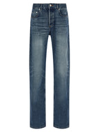 Blue Cotton Straight-Leg Jeans