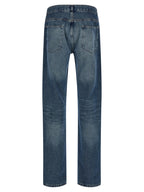 Blue Cotton Straight-Leg Jeans