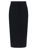 Black Cotton Midi Skirt