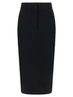 Black Cotton Midi Skirt