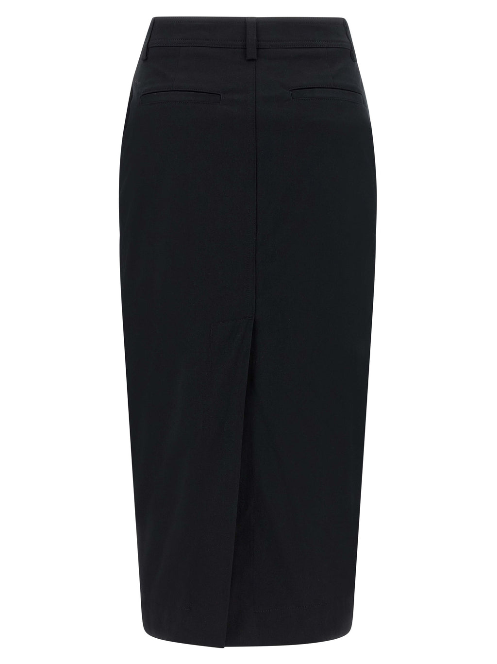 Black Cotton Midi Skirt