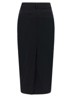 Black Cotton Midi Skirt