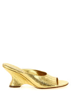 Dries Van Noten Gold Calfskin Wedge Sandals