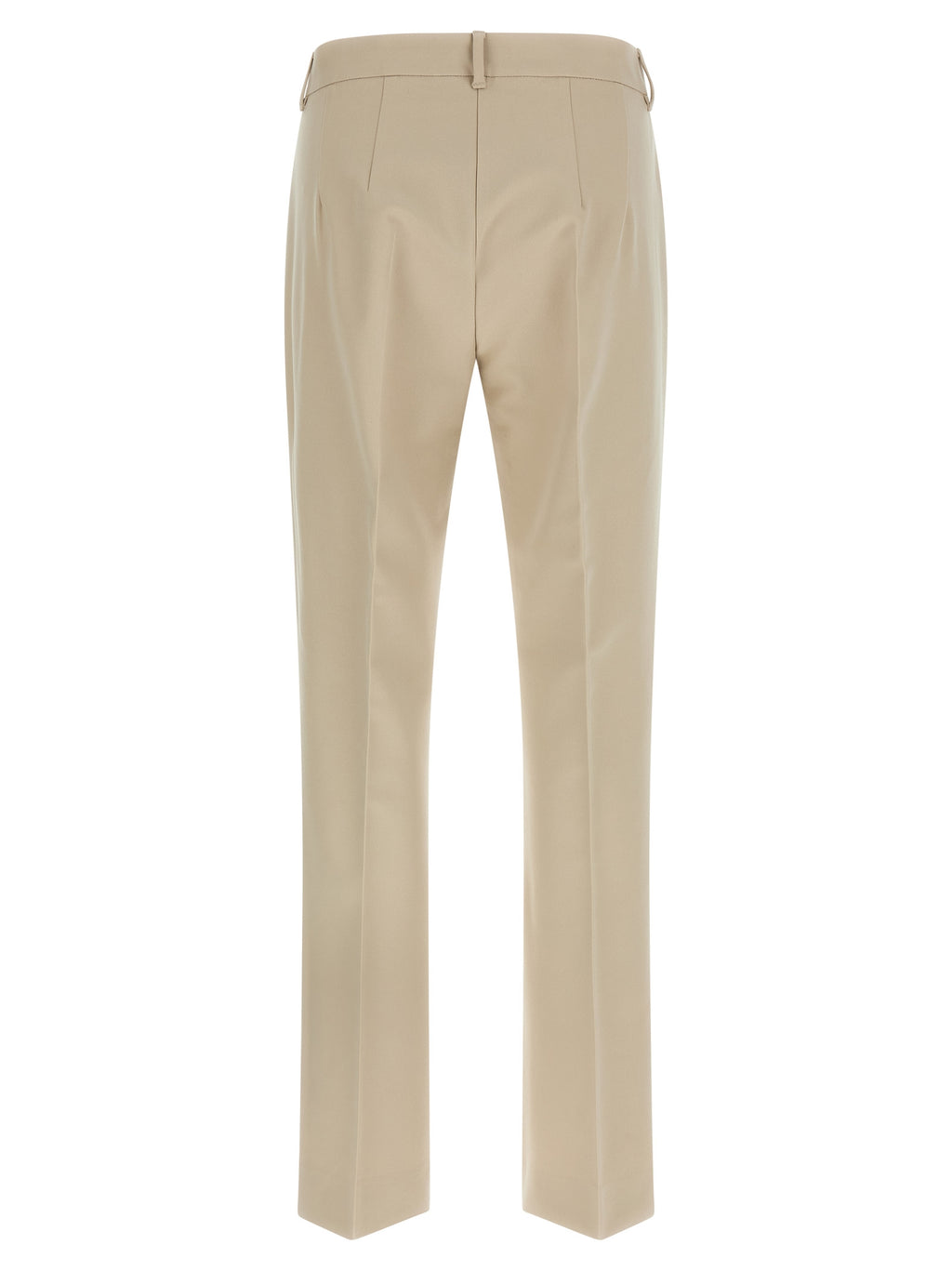 Beige Cotton Cropped Pants
