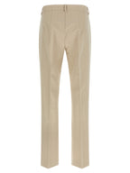 Beige Cotton Cropped Pants