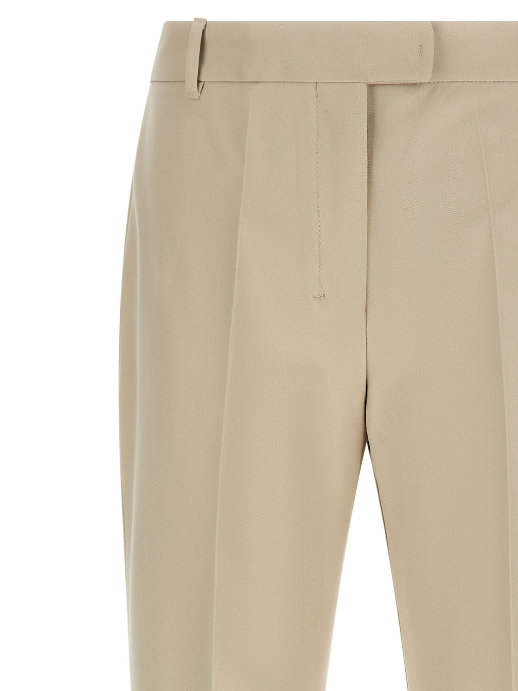 Beige Cotton Cropped Pants