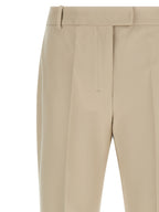 Beige Cotton Cropped Pants