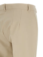 Beige Cotton Cropped Pants