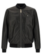 Philipp Plein Black Lambskin Leather Jacket