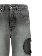 Off-White Gray Cotton Straight-Leg Jeans