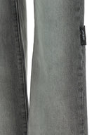 Off-White Gray Cotton Straight-Leg Jeans