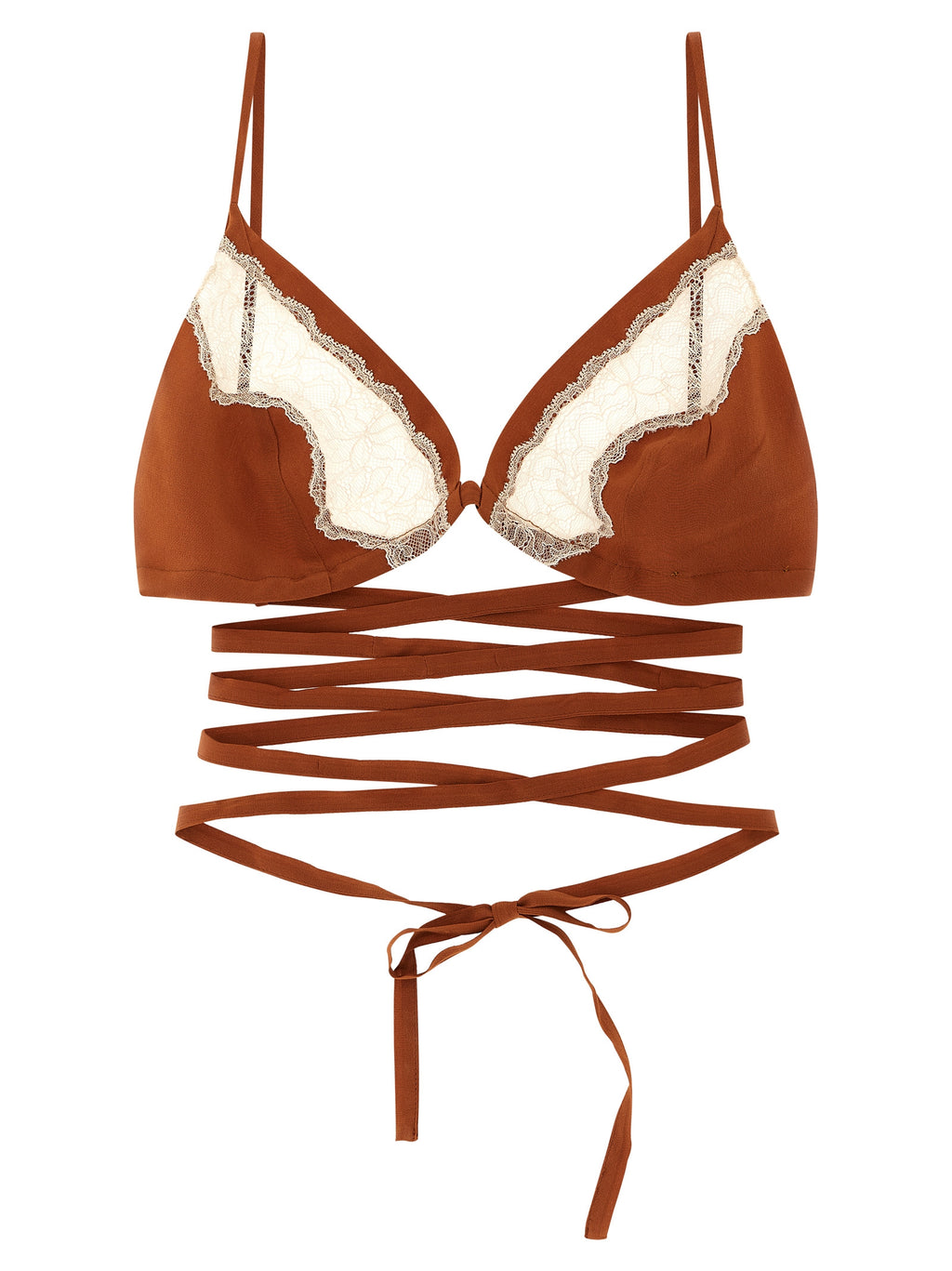 MAISON JEJIA Brown Silk Bra