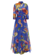 Carolina Herrera Blue Silk Long Dress