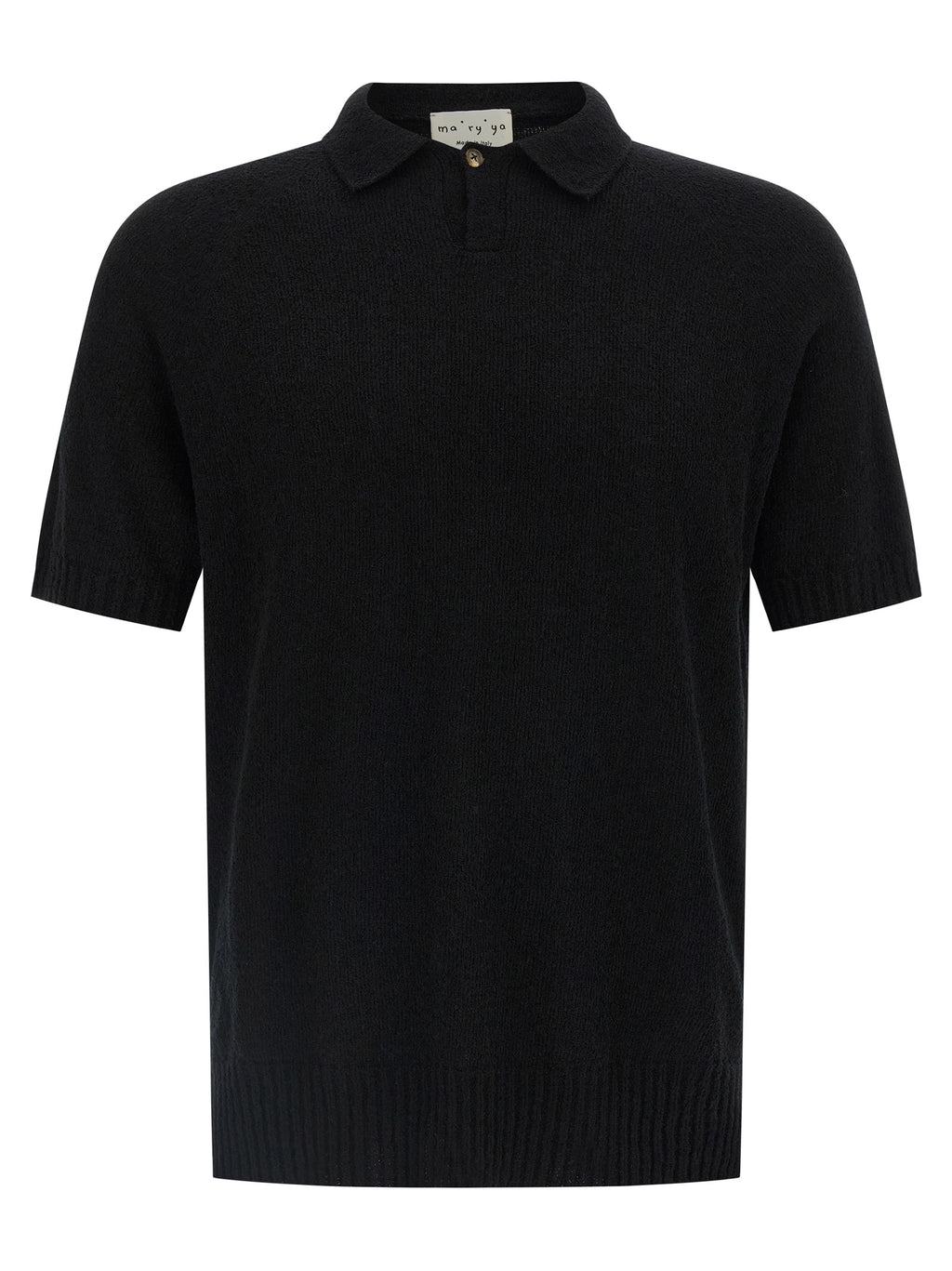 MA'RY'YA Black Cotton Polo Shirt