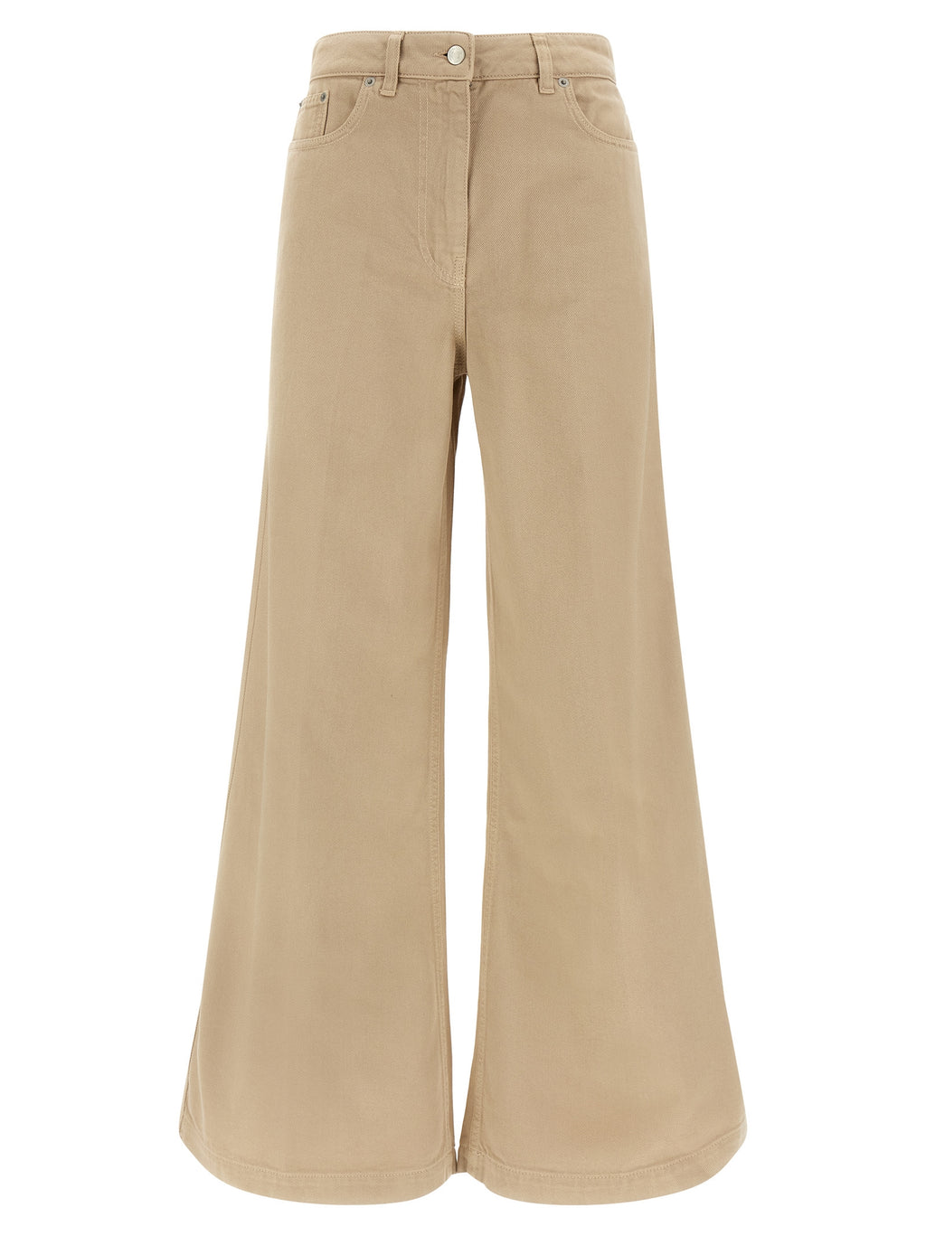 NUDE Beige Cotton Flared Pants